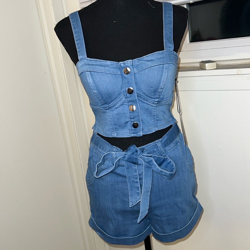 Two piece denim short set